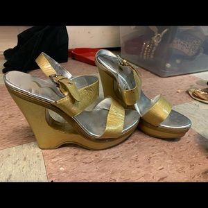Gold Nina Wedge Heels